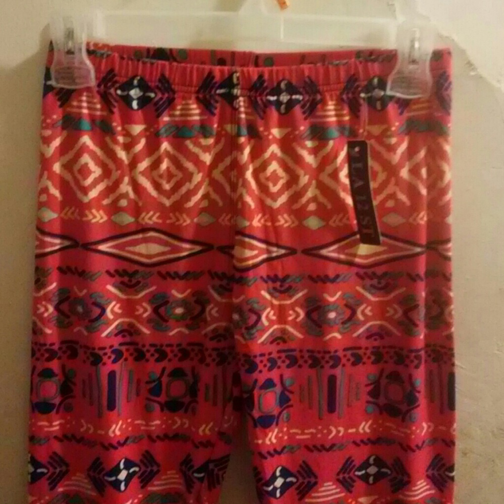 NEW SOFT STRETCHY LEGGINGS RED MULTI COLERED TRIBA